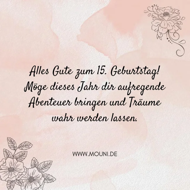 glueckwuensche zum 15 geburtstag