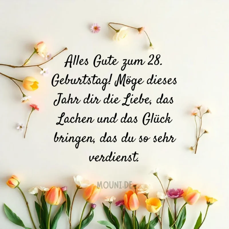 Glückwünsche zum 28. Geburtstag für eine Frau