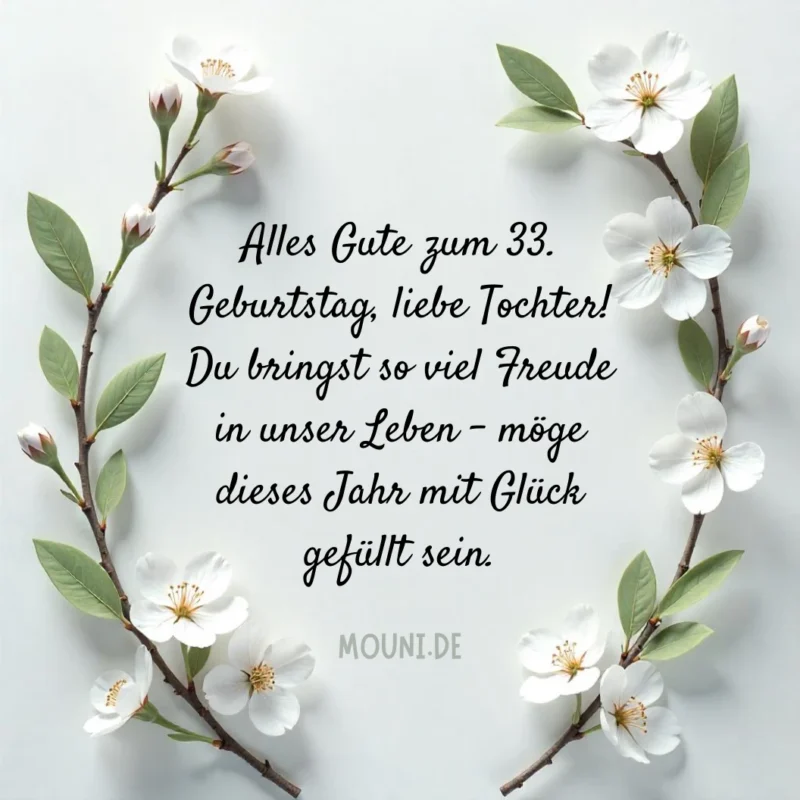 Glückwünsche zum 33. Geburtstag für Tochter