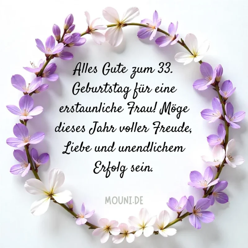 Glückwünsche zum 33. Geburtstag für eine Frau