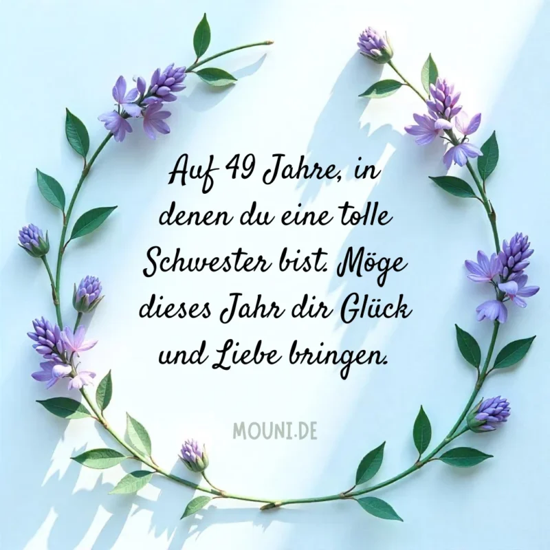 Glückwünsche zum 49. Geburtstag für Schwester