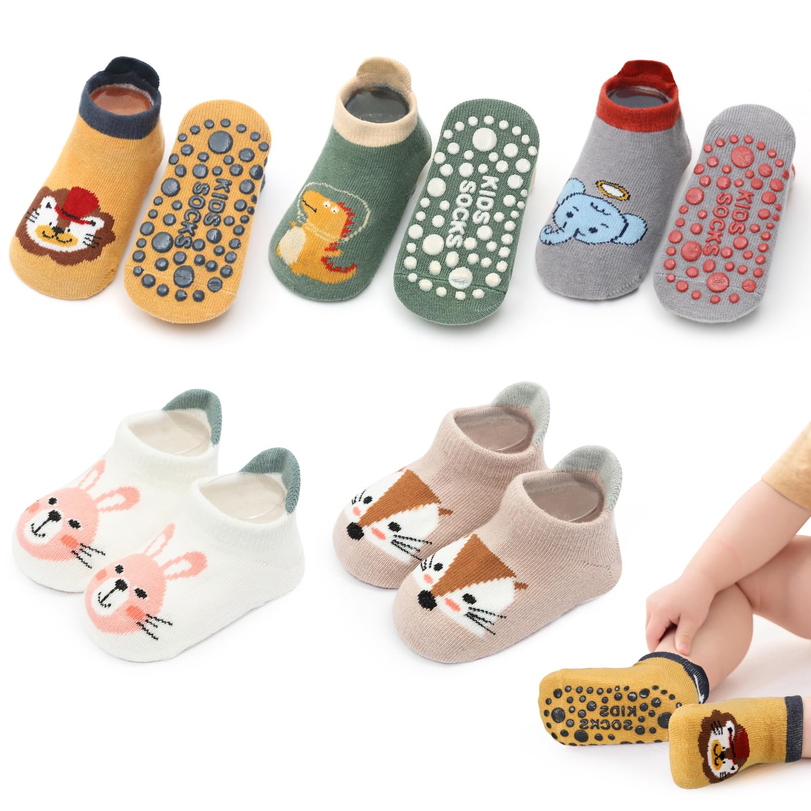Baby Anti-Rutsch Socken mit Tiermotiven